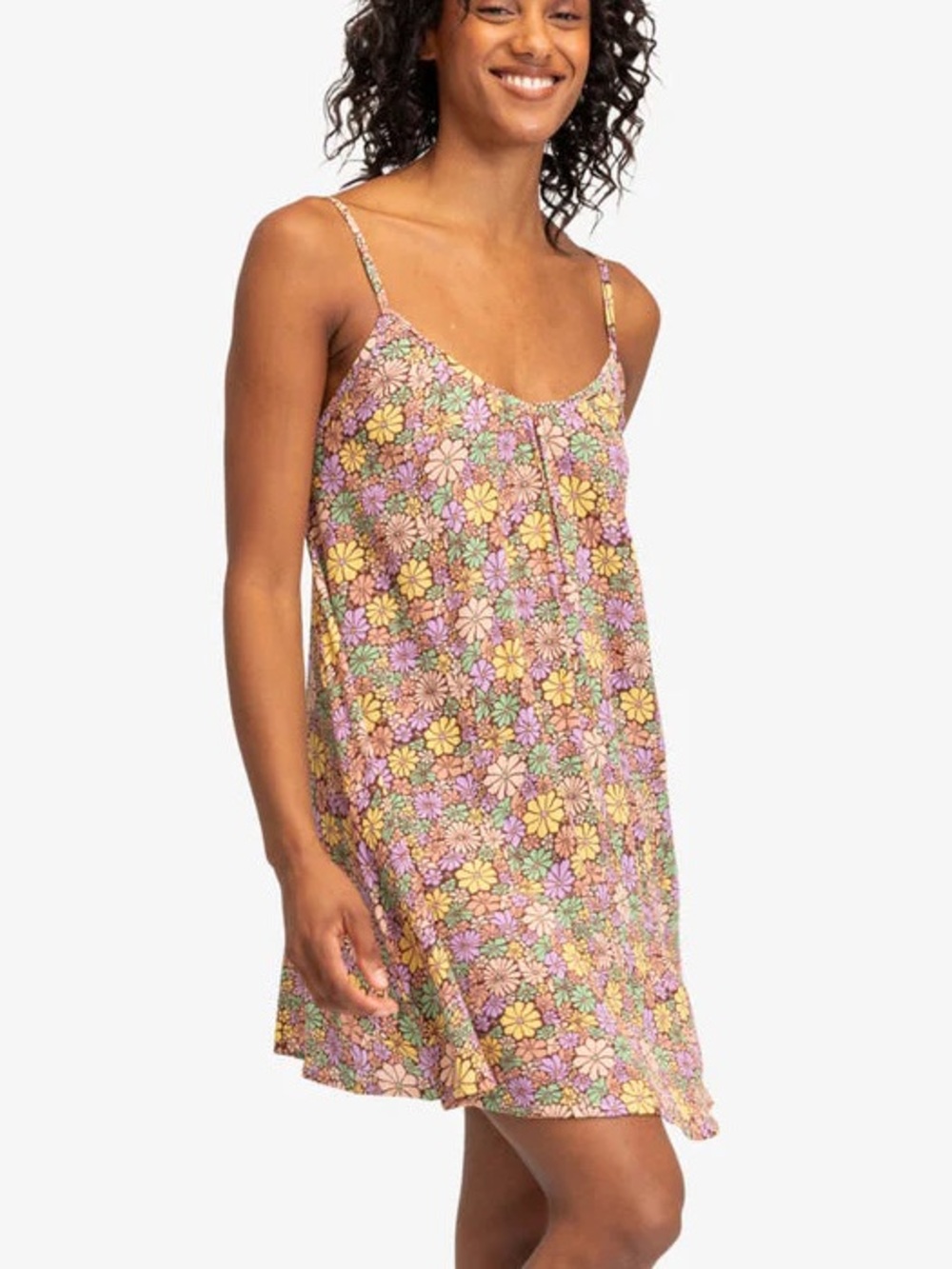 🌻NEW w.tag Roxy Spring Adventure Mini Dress Floral Spaghetti Strap Sundress XS